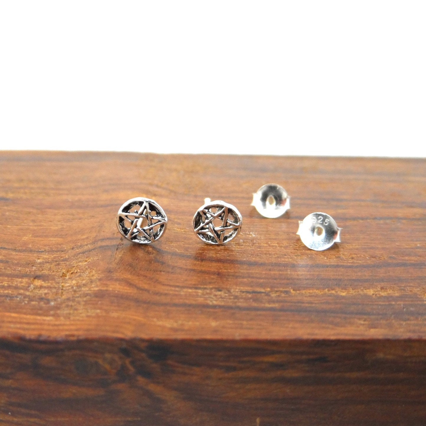 Pentagram Sterling Silver Stud Earrings