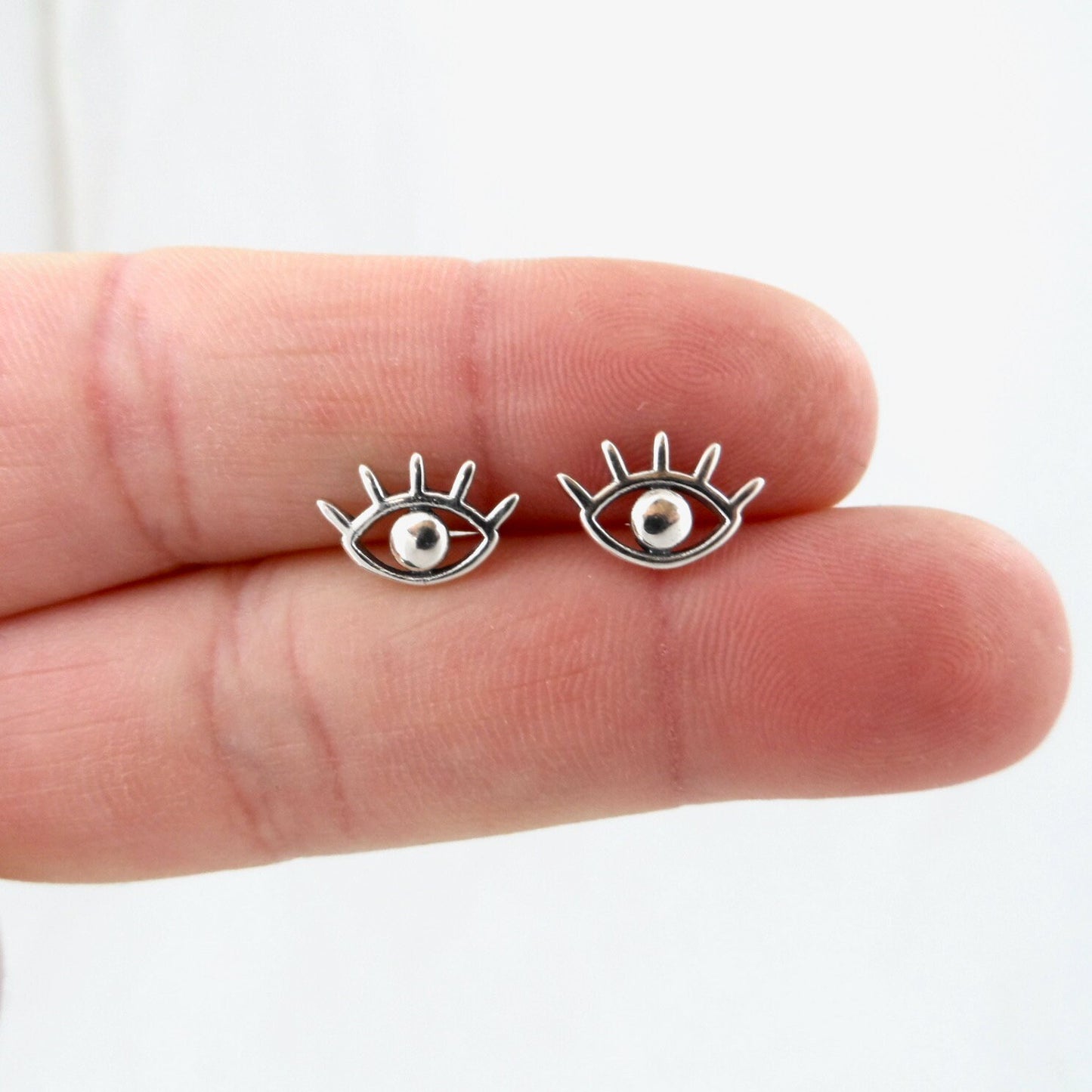 Large Eye Stud Earrings in Sterling Silver