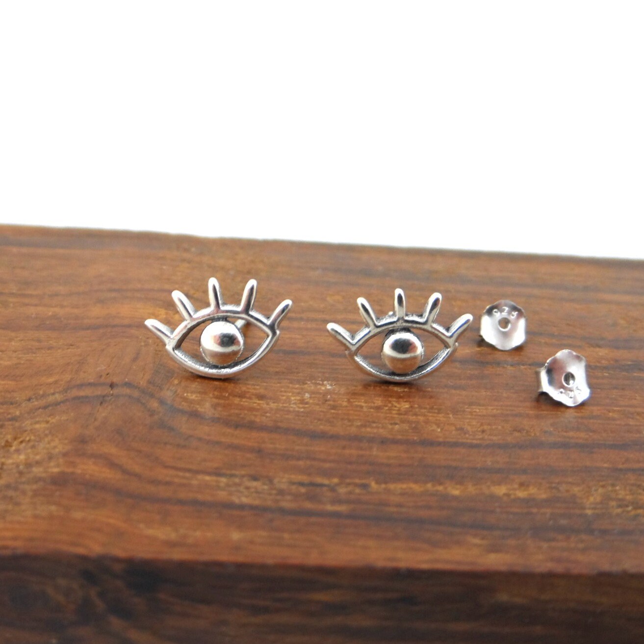 Large Eye Stud Earrings in Sterling Silver