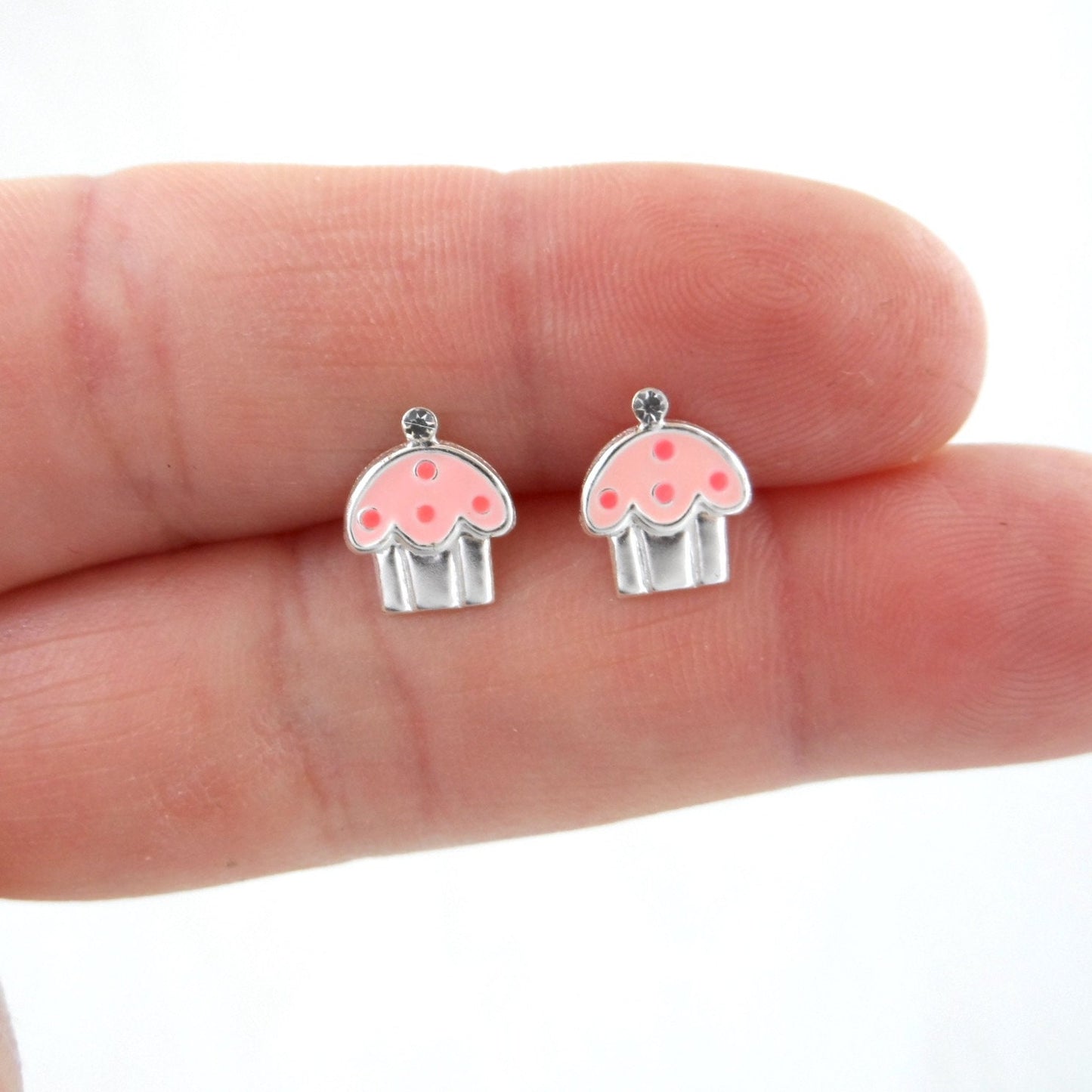 Cupcake Earrings in Sterling Silver