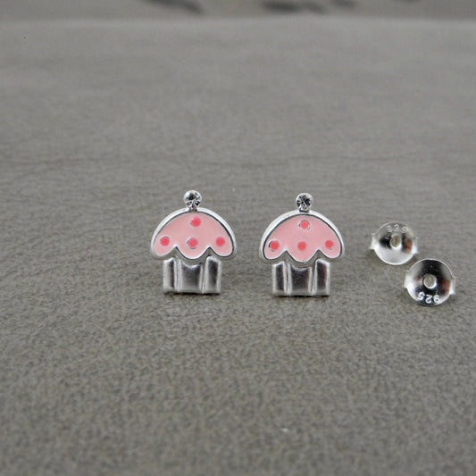 Cupcake Earrings in Sterling Silver