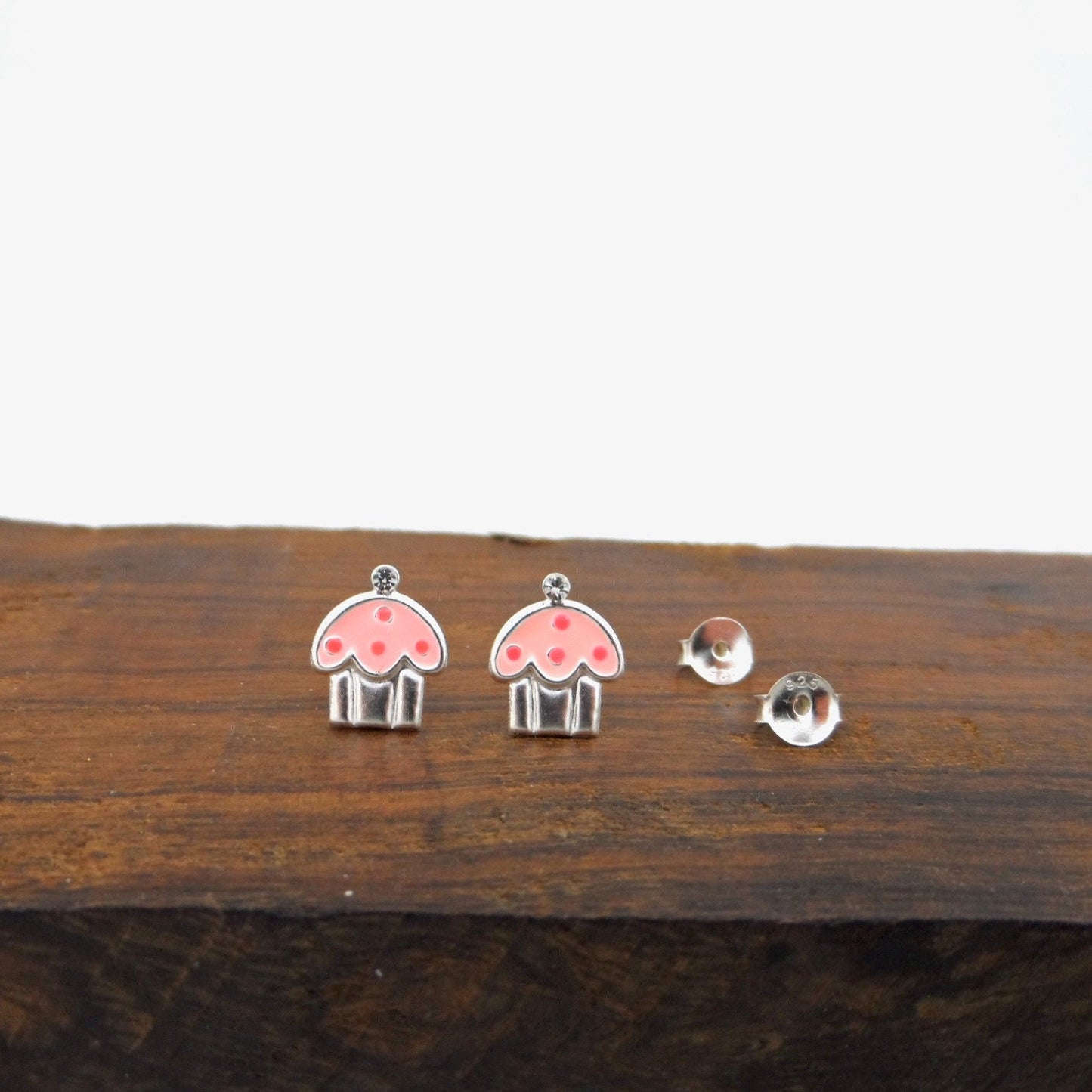 Cupcake Earrings in Sterling Silver