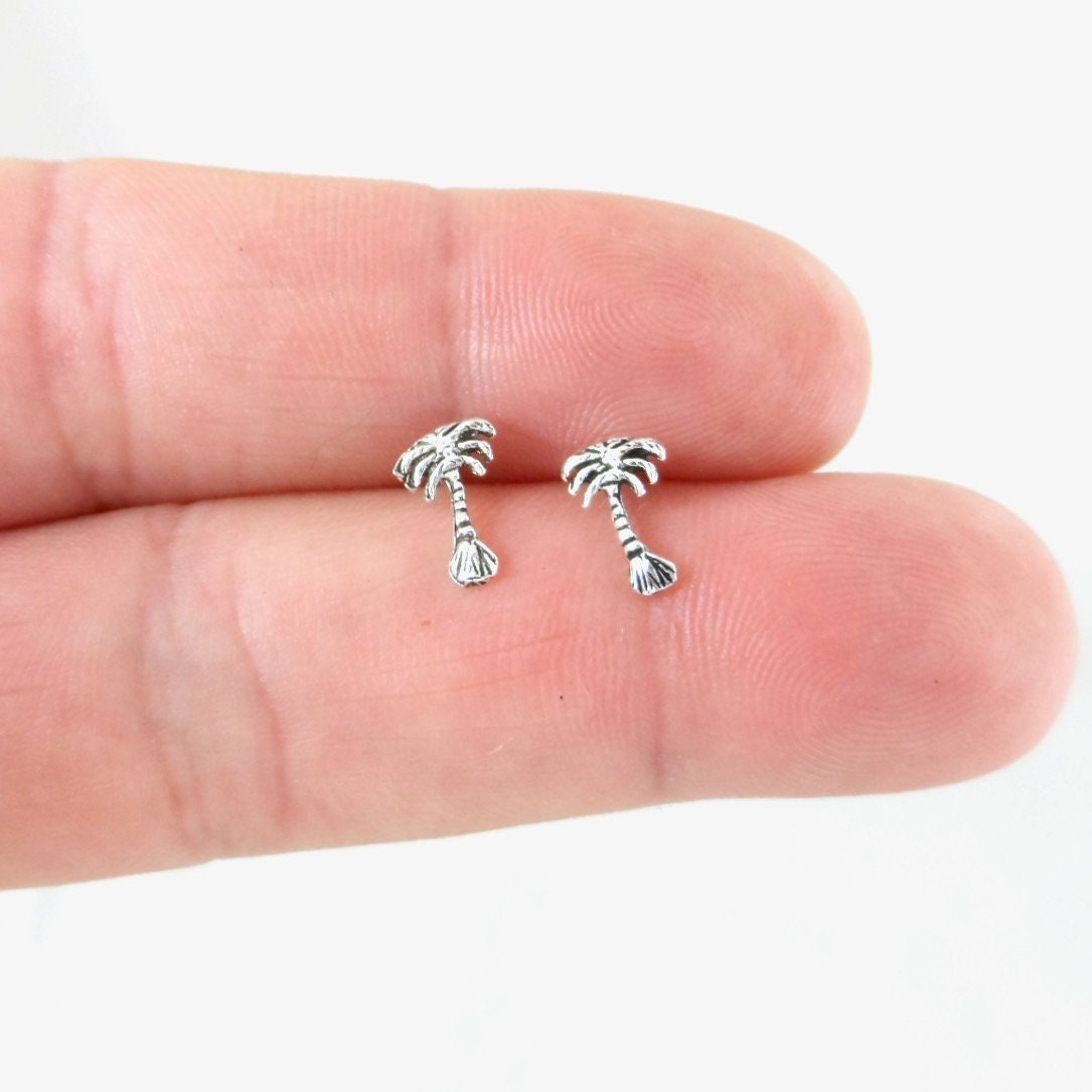 Palm Tree Earrings in Sterling Silver