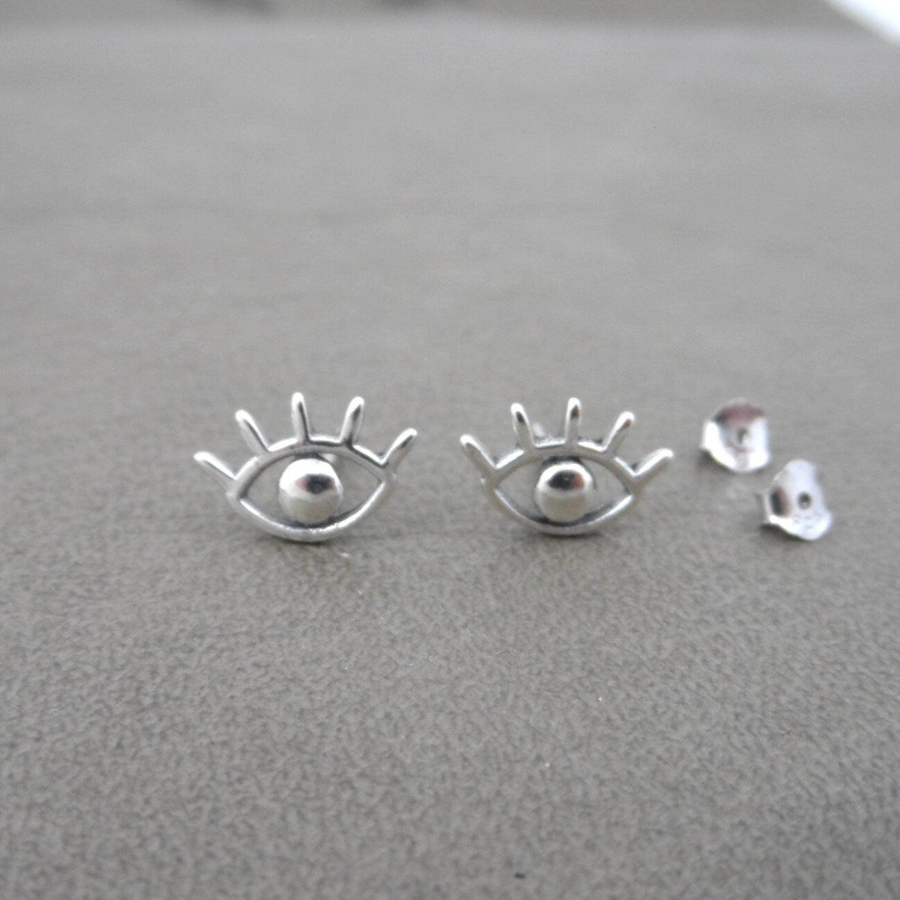 Large Eye Stud Earrings in Sterling Silver