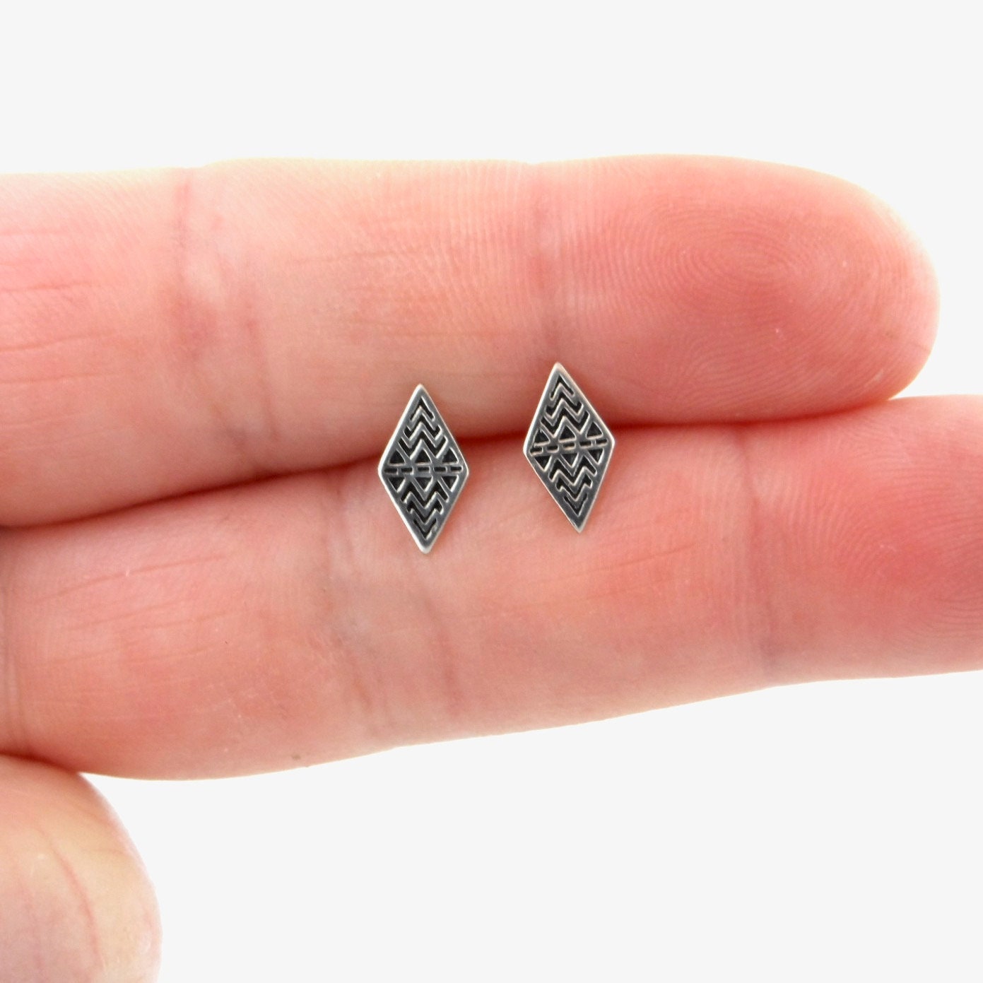 Diamond  Studs in Sterling Silver