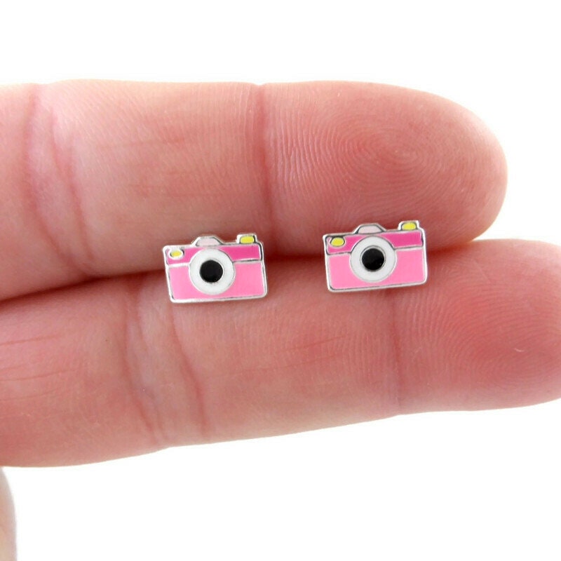 Camera Earrings in Sterling Silver