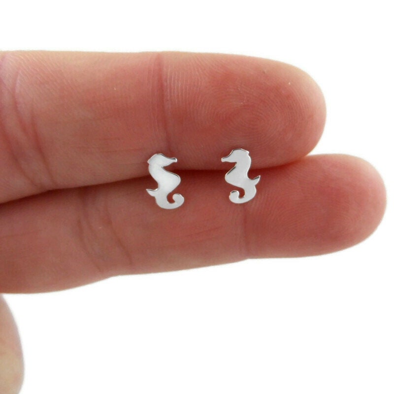 Seahorse Earrings in Sterling Silver-Mirror Finish