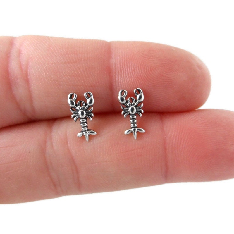 Lobster Earrings in Sterling Silver