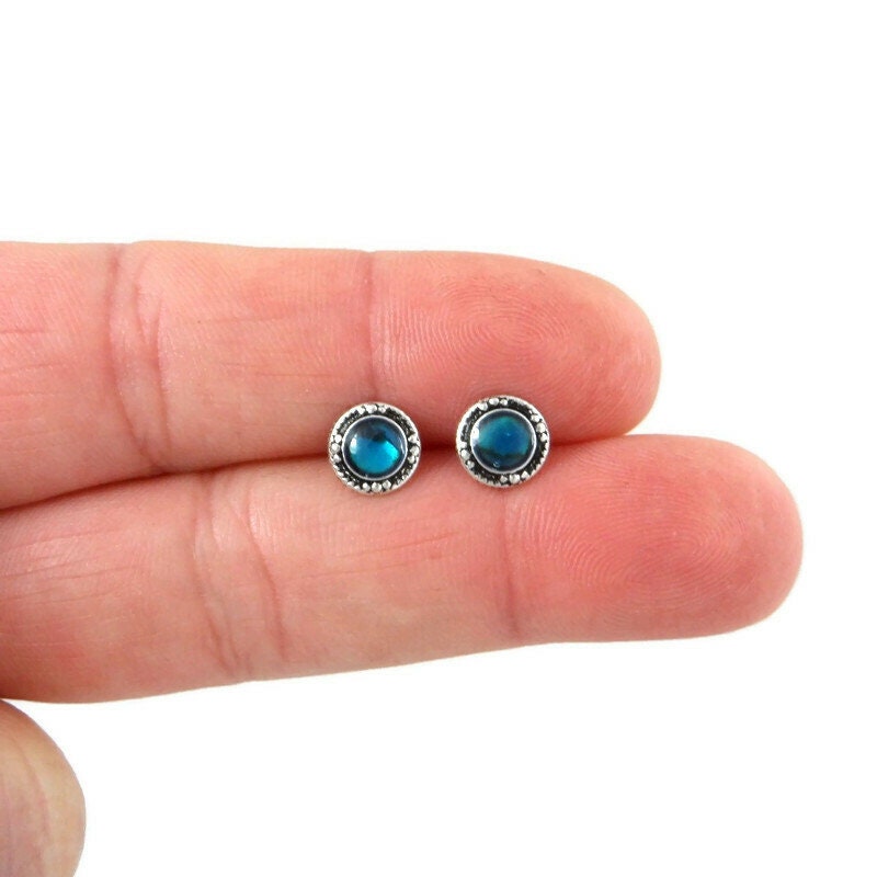 Abalone Earrings in Sterling Silver-Blue