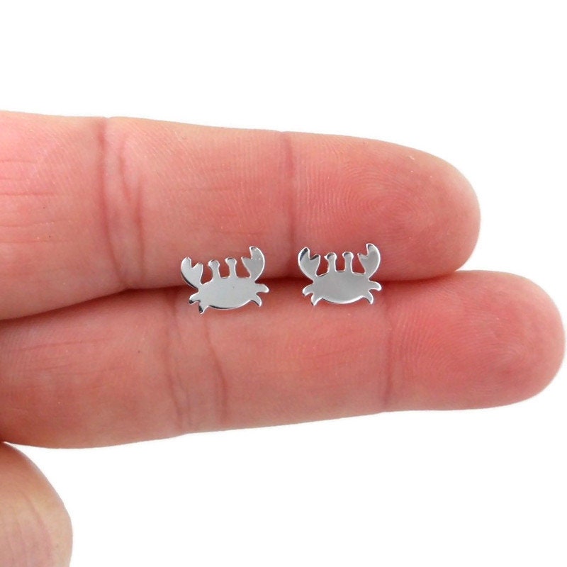 Crab Earrings in Sterling Silver-Mirror