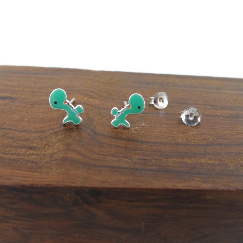 Dinosaur Earrings in Sterling Silver