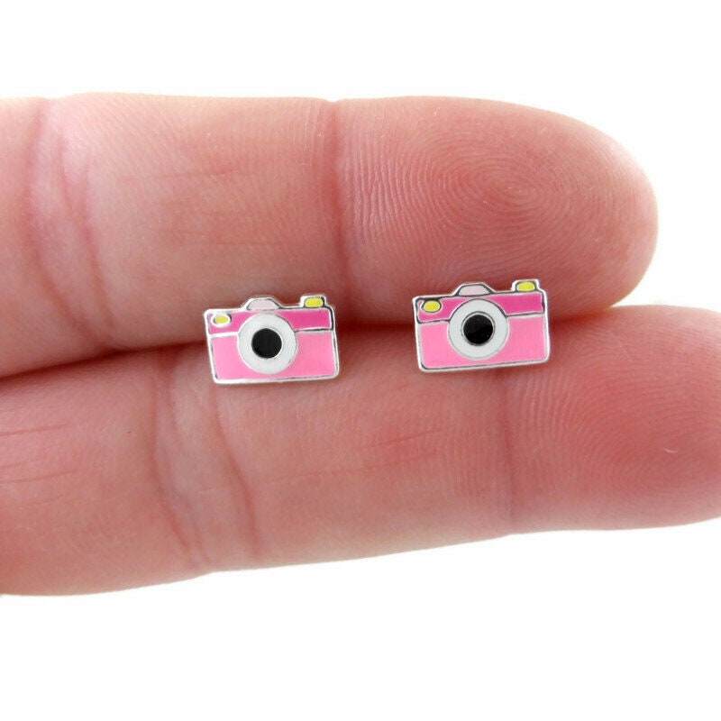 Camera Earrings in Sterling Silver