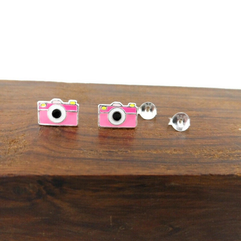 Camera Earrings in Sterling Silver