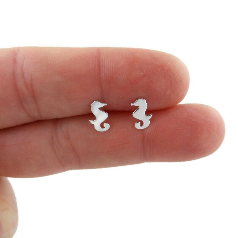 Seahorse Earrings in Sterling Silver-Mirror Finish