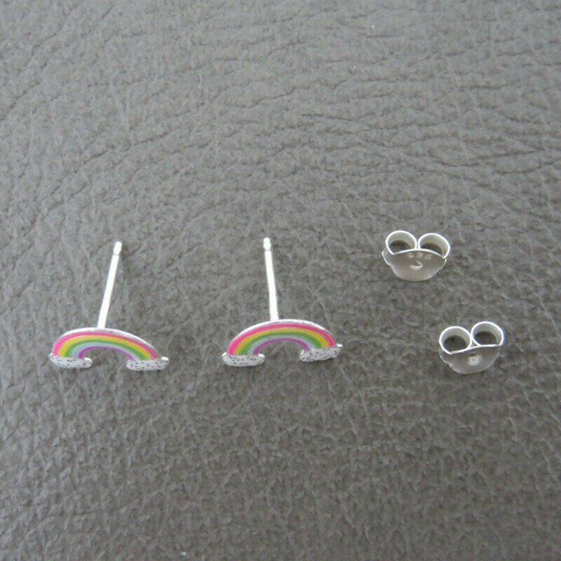 Rainbow Stud Earrings in Sterling Silver-