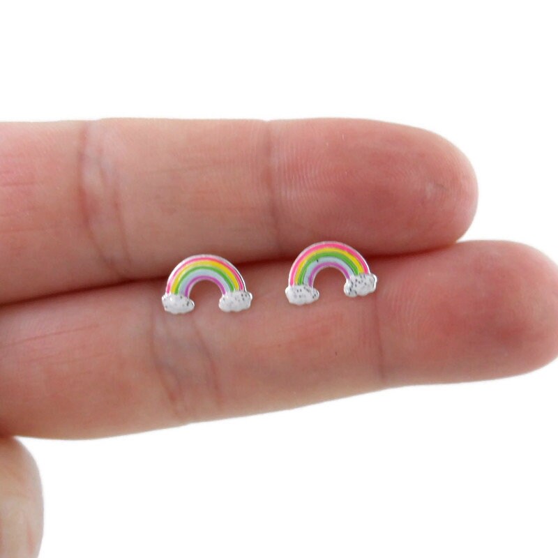 Rainbow Stud Earrings in Sterling Silver-