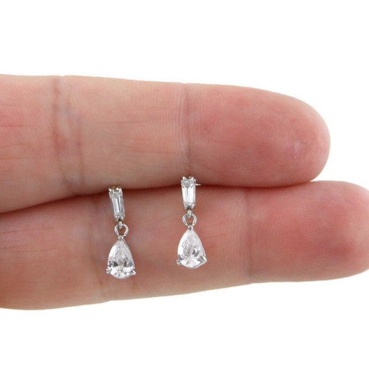 Crystal Sterling Silver Dangle Earrings