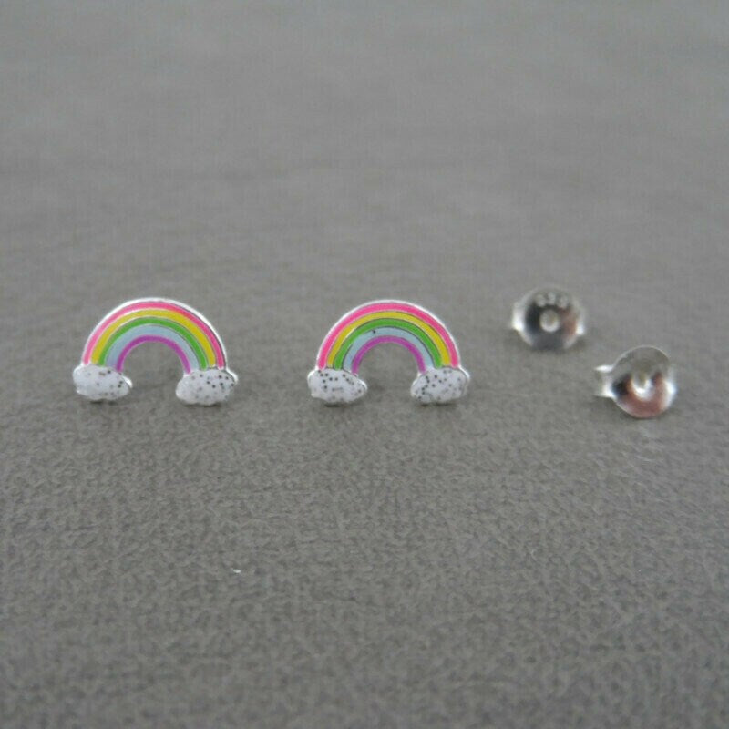 Rainbow Stud Earrings in Sterling Silver-