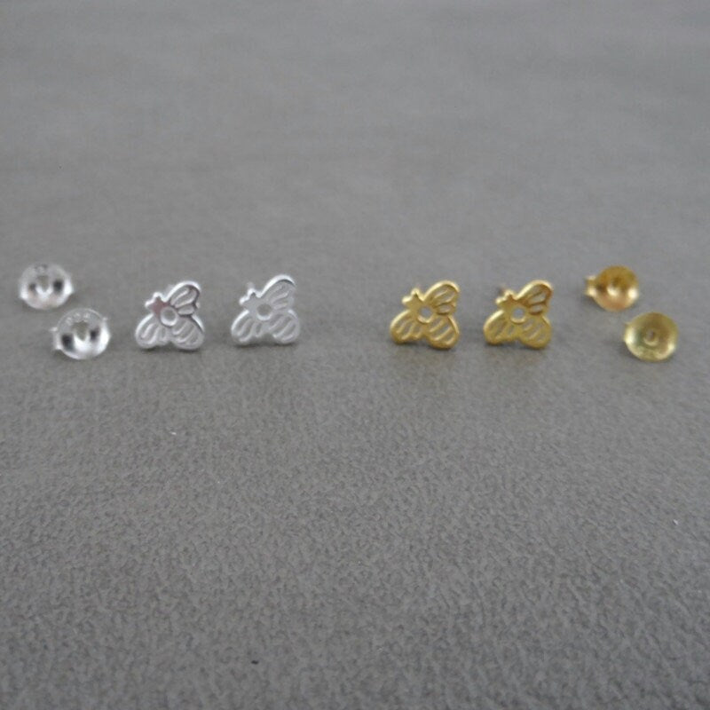 Bee Earrings in Sterling Silver-Gold or Silver