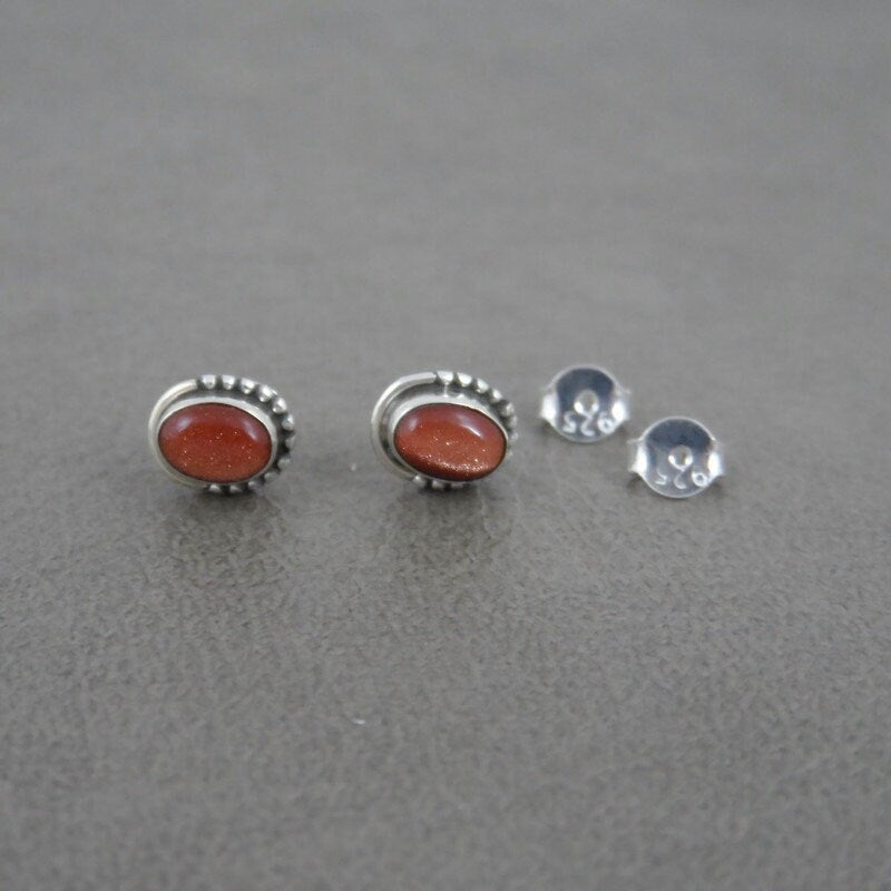 Goldstone Oval Earrings in Sterling Silver