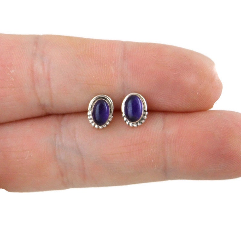 Amethyst Oval Earrings in Sterling Silver