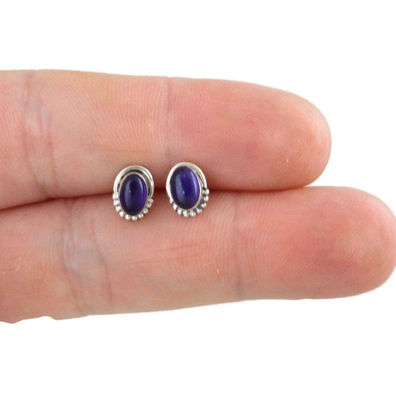 Amethyst Oval Earrings in Sterling Silver