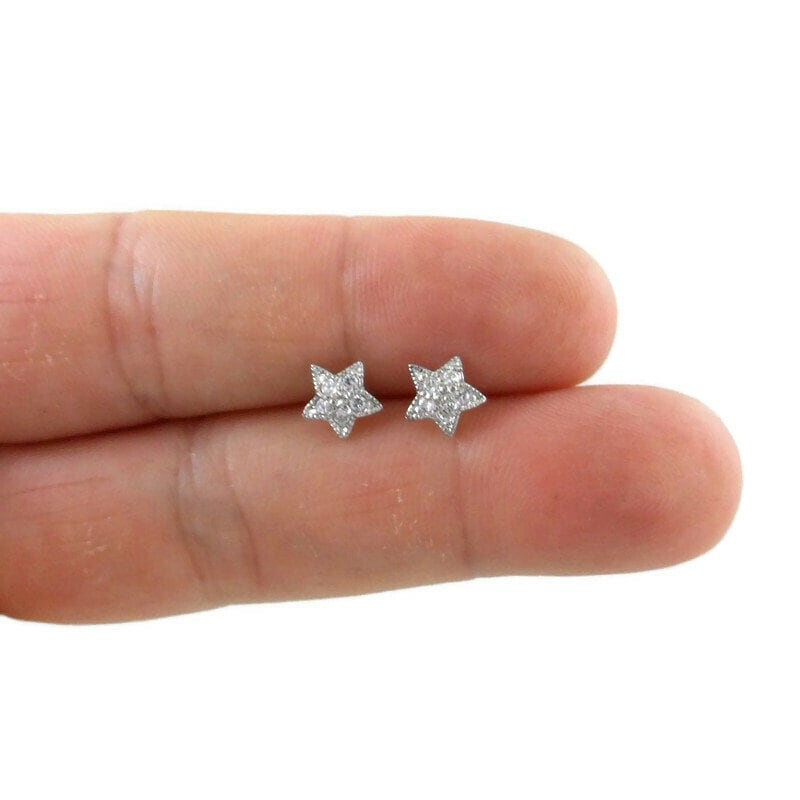 Crystal Star Earrings in Sterling Silver