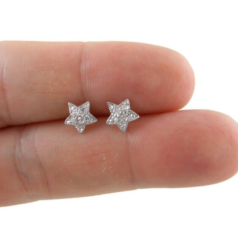 Crystal Star Earrings in Sterling Silver