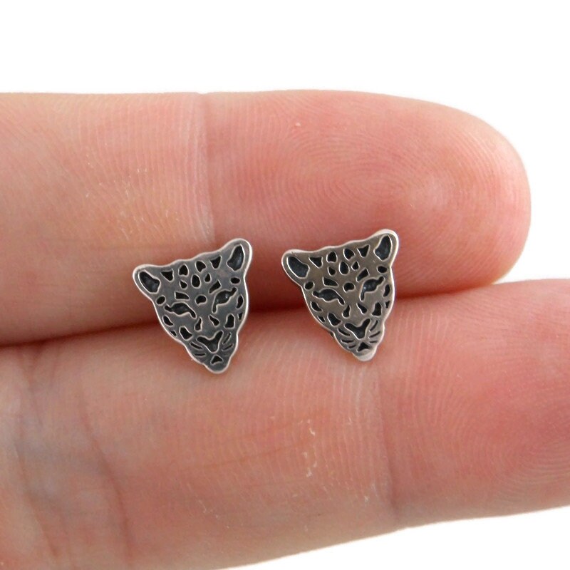 Leopard Earrings in Sterling Silver