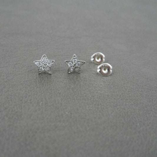 Crystal Star Earrings in Sterling Silver