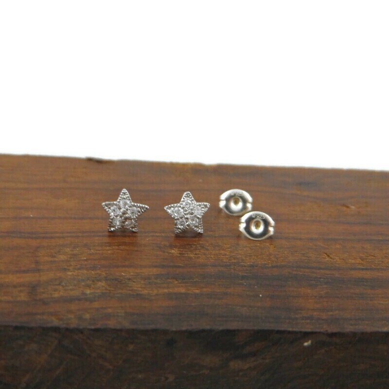 Crystal Star Earrings in Sterling Silver