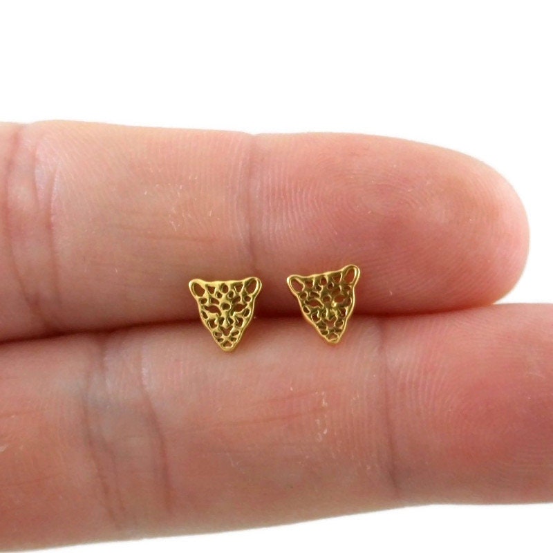 Gold Leopard Earrings in Sterling Silver