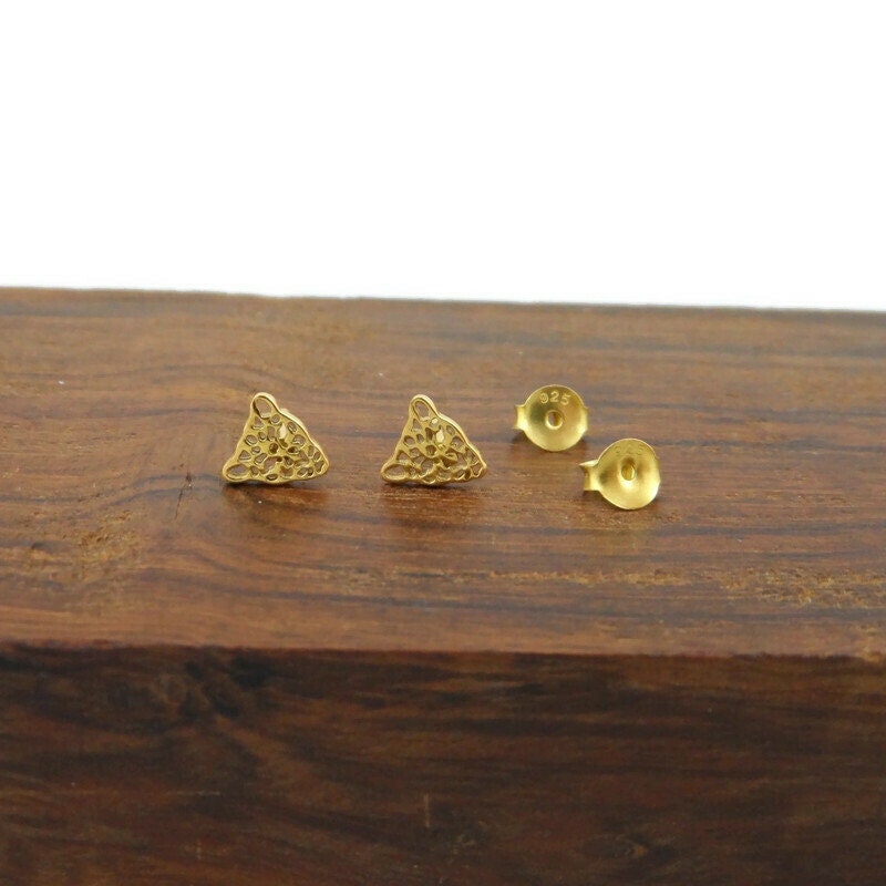 Gold Leopard Earrings in Sterling Silver