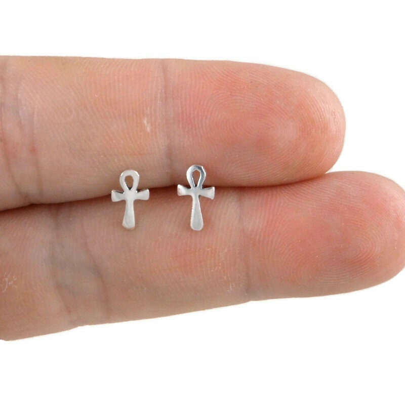 Ankh Sterling Silver Stud Earrings