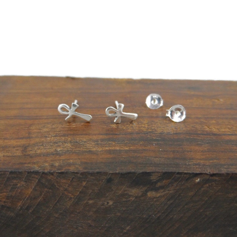 Ankh Sterling Silver Stud Earrings