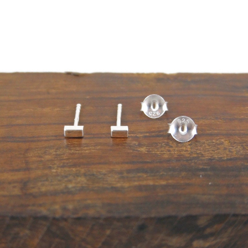 Tiny Bar Stud Earrings in Sterling Silver, Bar Earrings, Tiny Earrings, Tiny Studs, Cartilage Studs, Minimalist Earring, Silver Bar Earrings