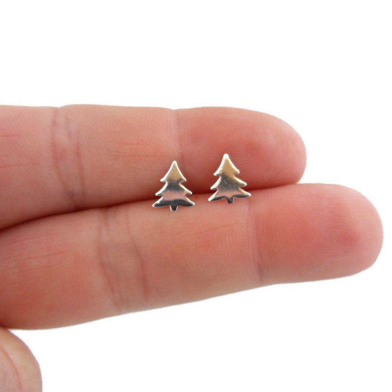 Christmas Tree Earrings in Sterling Silver