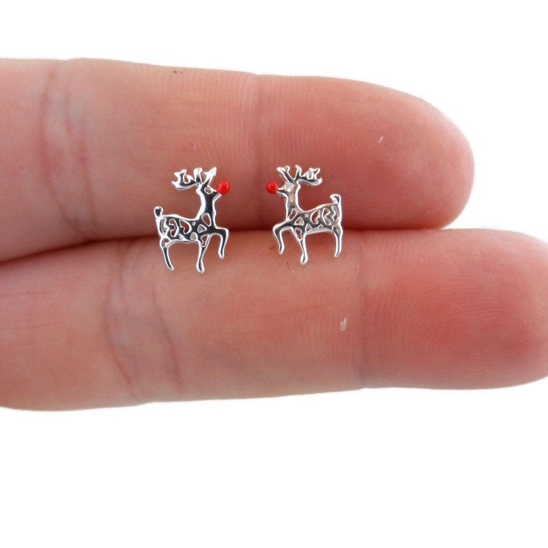 Reindeer Earrings in Sterling Silver