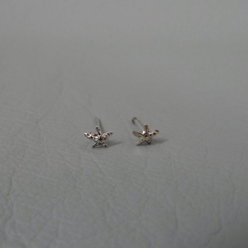 Tiny Starfish Nose Stud in Sterling Silver, Star Fish Nose Stud, Star Fish Stud, Silver Nose Stud, Tiny Nose Stud, Body Piercing