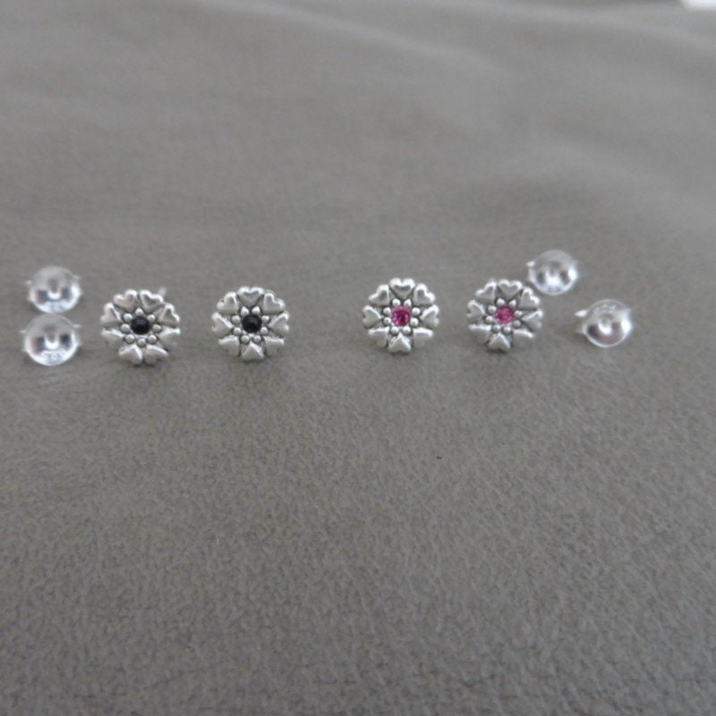 Tiny Flower Stud Earrings in Sterling Silver, Flower Earrings, Tiny Studs, Multiple Piercing, Flower Studs, Gift for Her