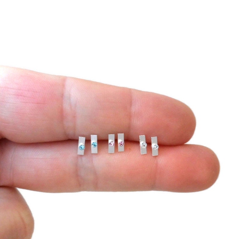 Tiny Bar Stud Earrings in Sterling Silver, Bar Earrings, Tiny Bar Earrings, Tiny Silver Earrings, Cartilage Studs, Minimalist Earring