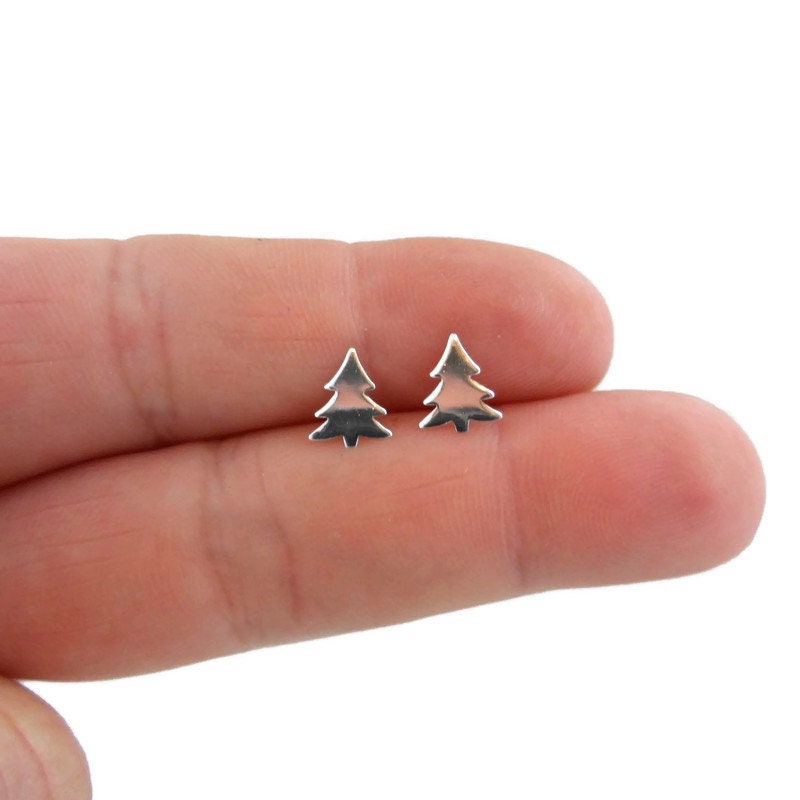 Christmas Tree Earrings in Sterling Silver