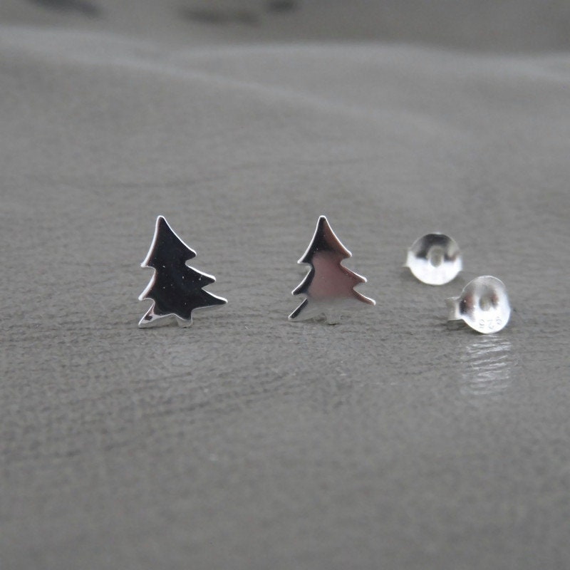 Christmas Tree Earrings in Sterling Silver