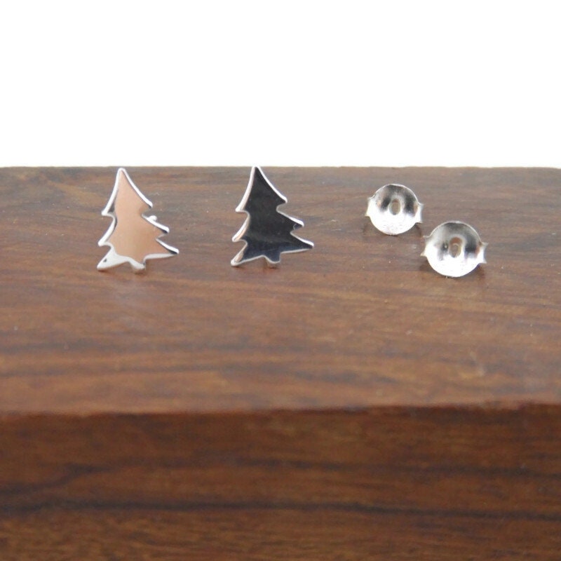 Christmas Tree Earrings in Sterling Silver