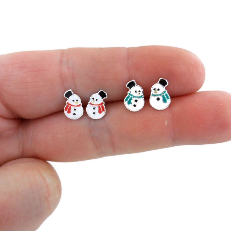 Snowman Earrings in Sterling Silver