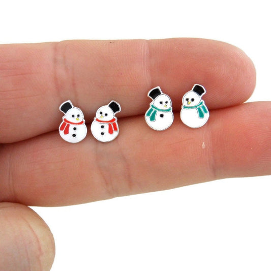 Snowman Earrings in Sterling Silver