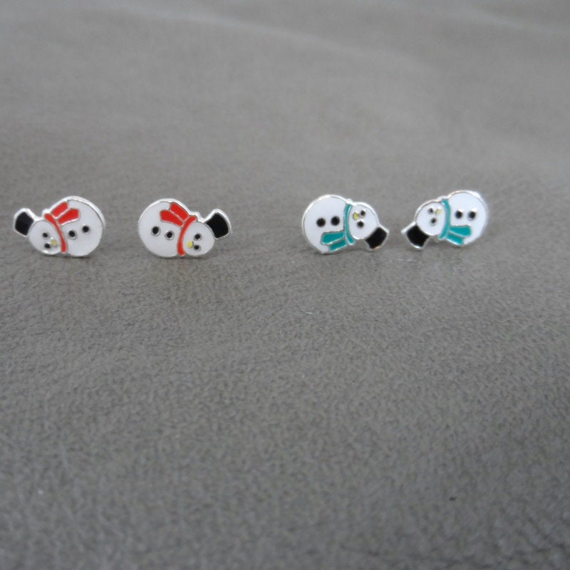 Snowman Earrings in Sterling Silver