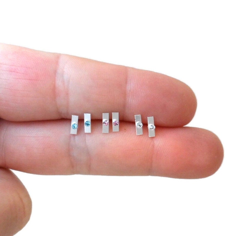 Tiny Bar Stud Earrings in Sterling Silver, Bar Earrings, Tiny Bar Earrings, Tiny Silver Earrings, Cartilage Studs, Minimalist Earring