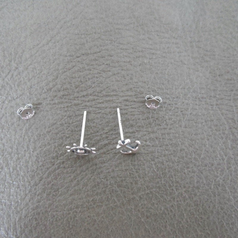 Anchor & Helm Earrings in Sterling Silver