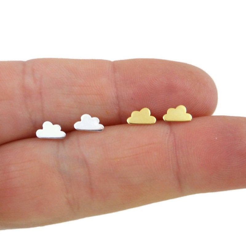 Tiny Cloud Earrings in Sterling Silver, Cloud Earrings, Silver Cloud Studs, Cartilage Studs, Dainty Earrings, Kids Earrings,Gift for her